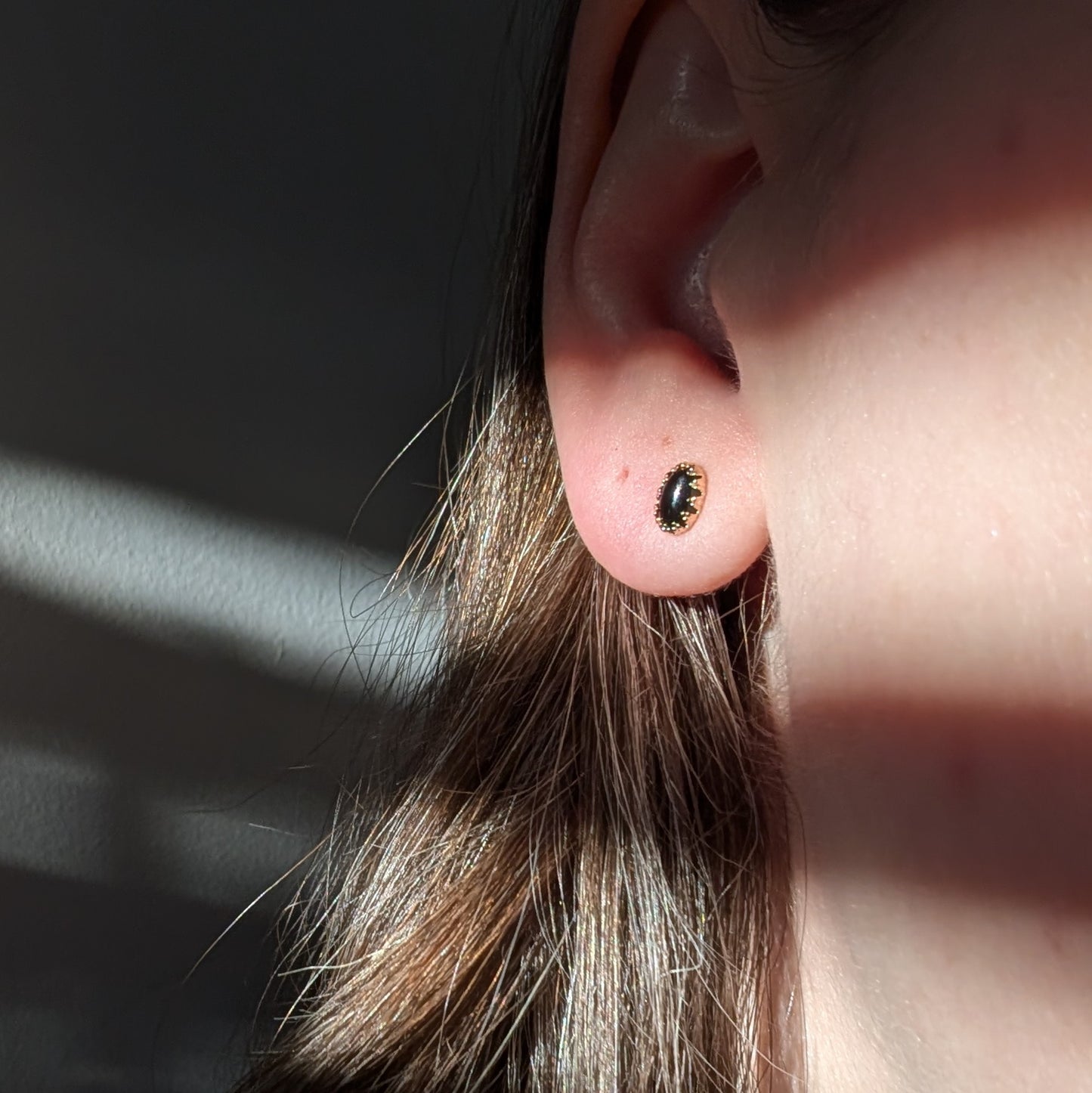 10k Black Jade Studs