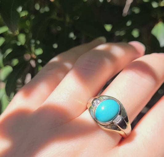 10k Turquoise & Diamond Ring