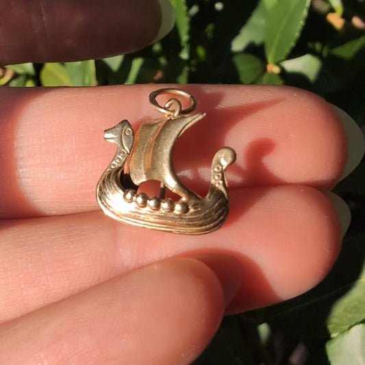 14k Viking Ship Charm