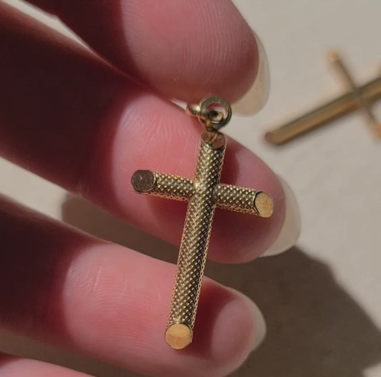 10k Textured Cross Pendant