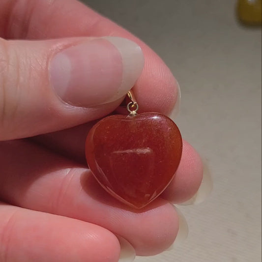 14k Red Carnelian Heart Pendant